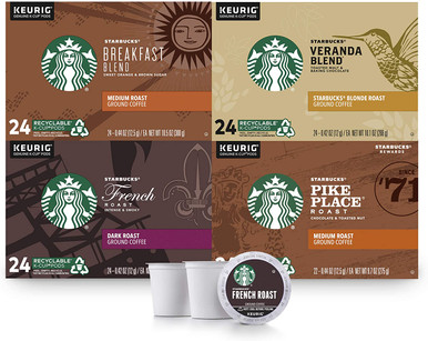 Starbucks Black Coffee K Cup Coffee Pods, Variety Pack for Keurig Brewers, 4 Boxes (96 Pods Total)