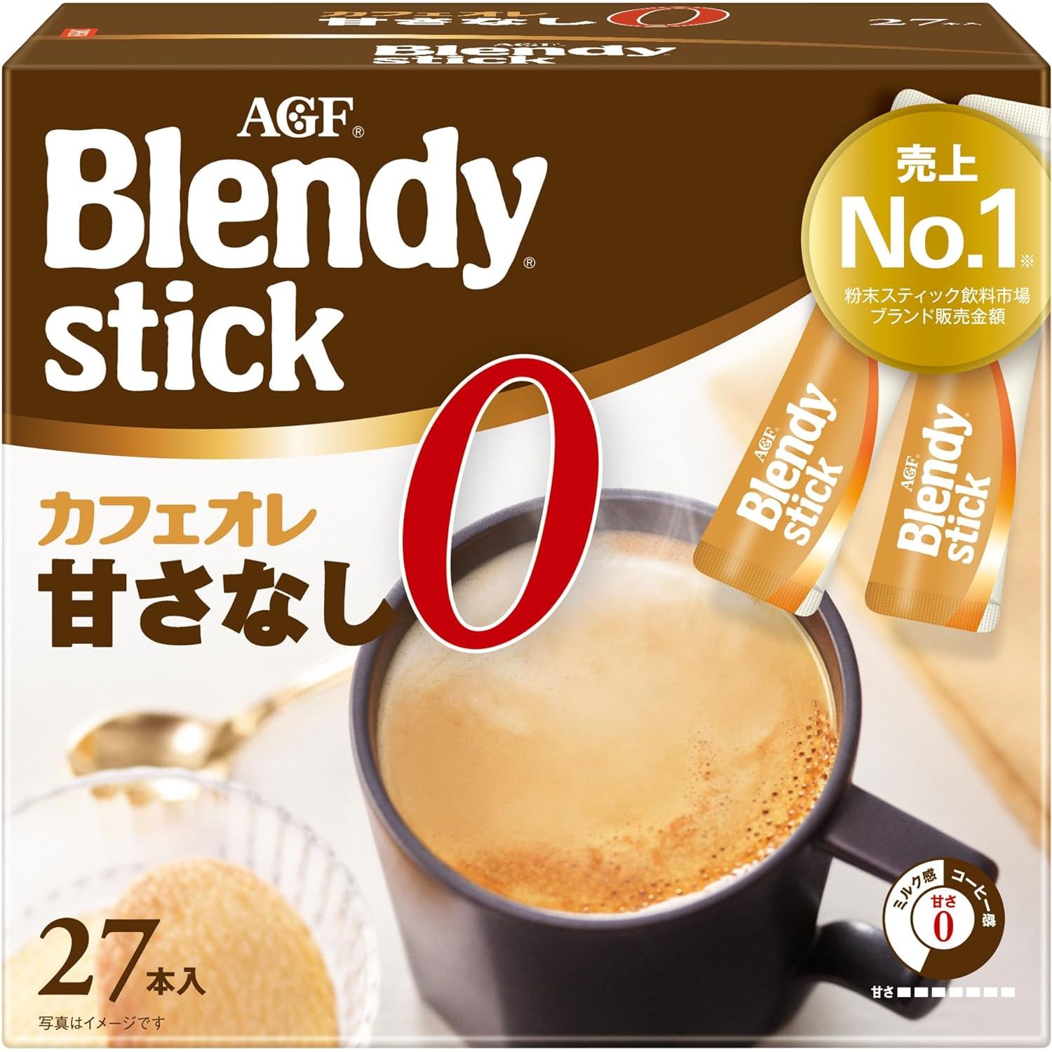 AGF Blendy Stick Cafe au Lait Non-Sweet 27 Sticks Stick Coffee Made in JAPAN - Tokyo Sakura Mall