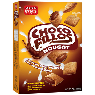 Paskesz Passover Choco Fillos Nougat, Gluten Free Crunchy Cereal Pillows, 7 oz