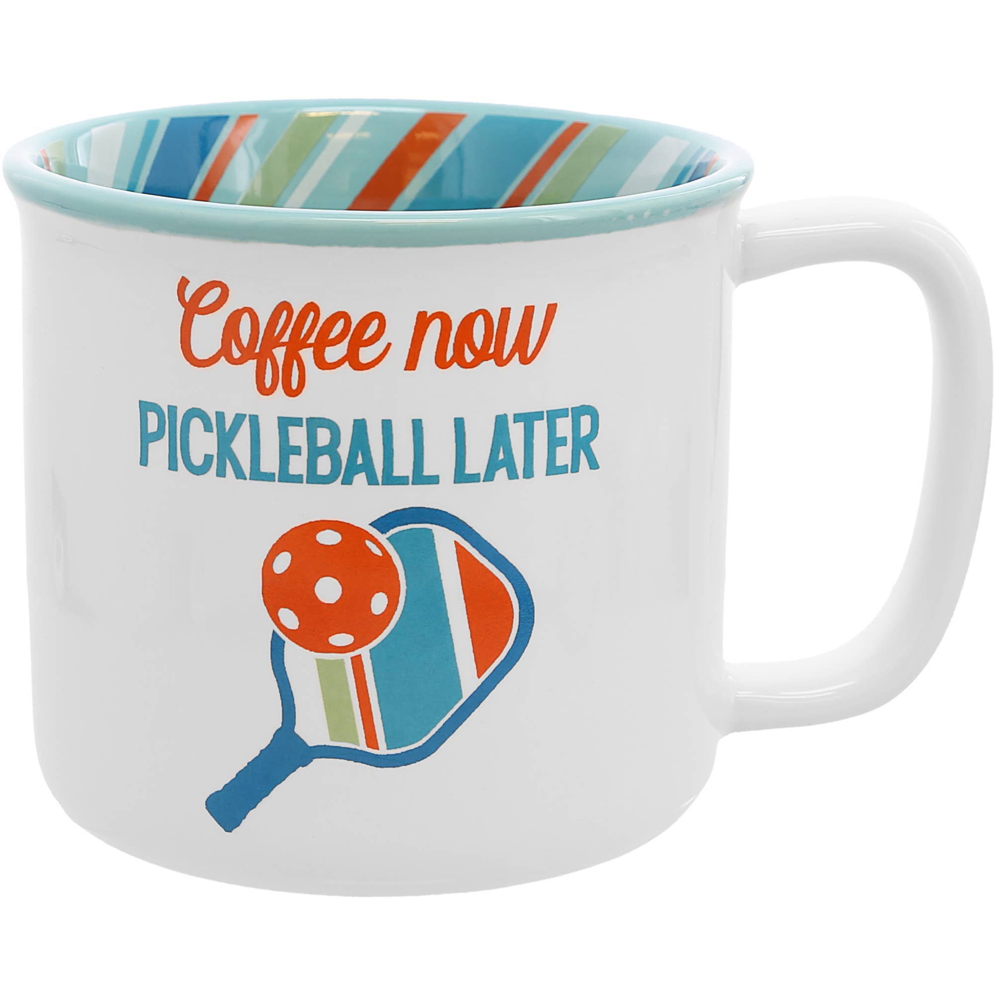 "Coffee Now, Pickleball Later" 18 oz Stoneware Mug - Fun for Picklebal
