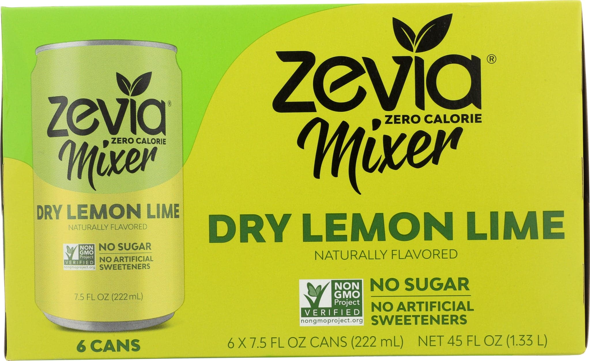 Zevia Zero Calorie Mixer Dry Lemon Lime, 6/7.5 Fl Oz | Pack of 4
