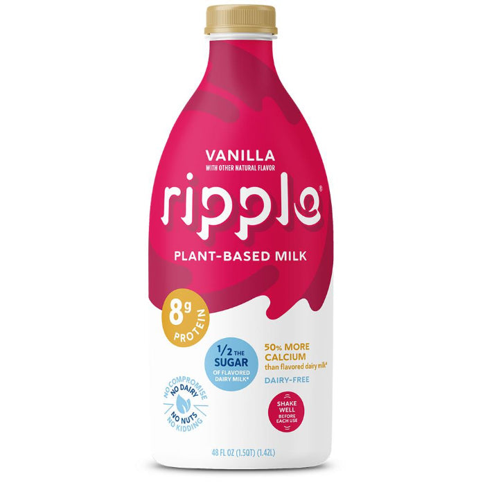 Ripple - Dairy-Free Vanilla Milk, 48 Fl Oz | Pack of 6