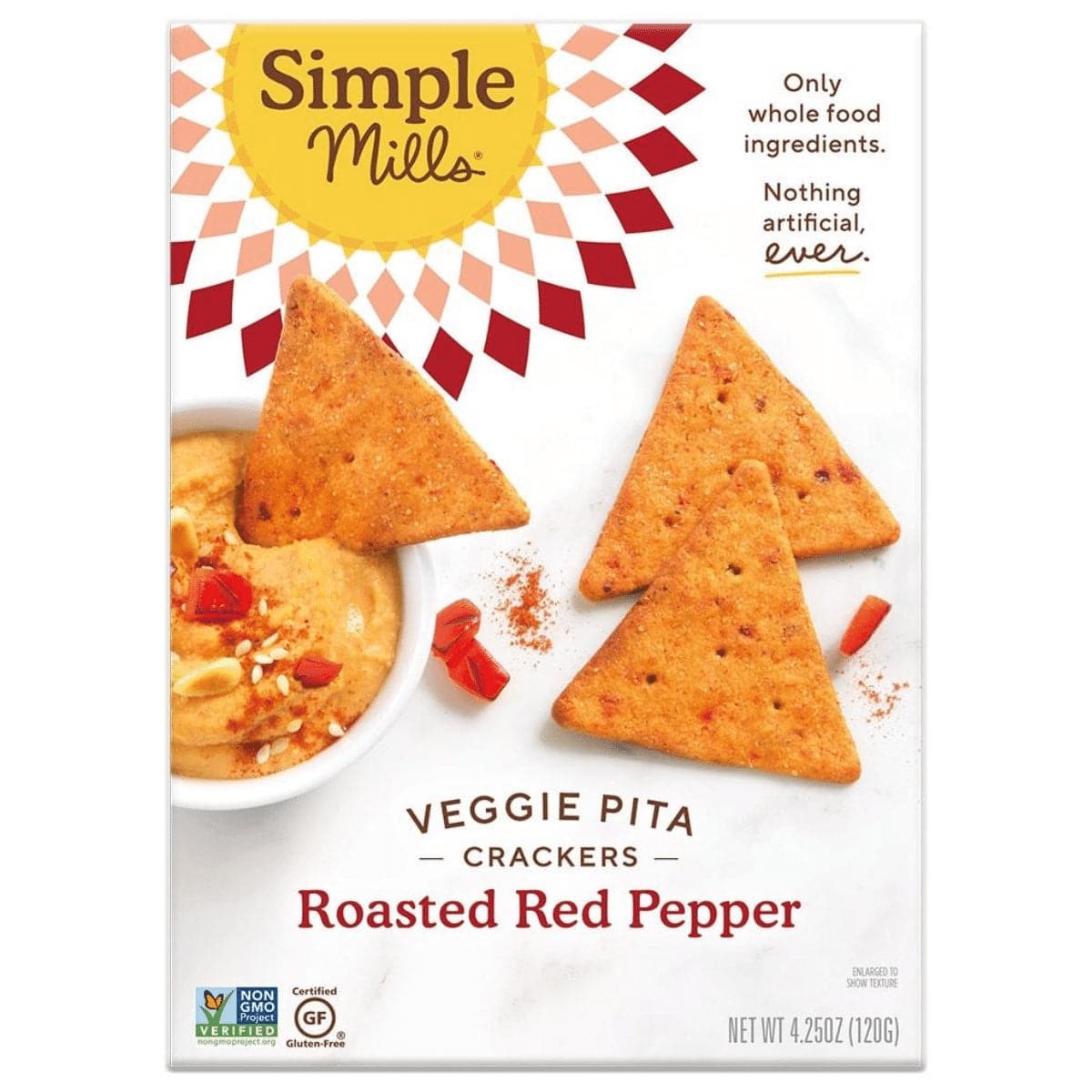 Simple Mills Cracker Pita Roasted Red Pepper, 4.25 oz | Pack of 6