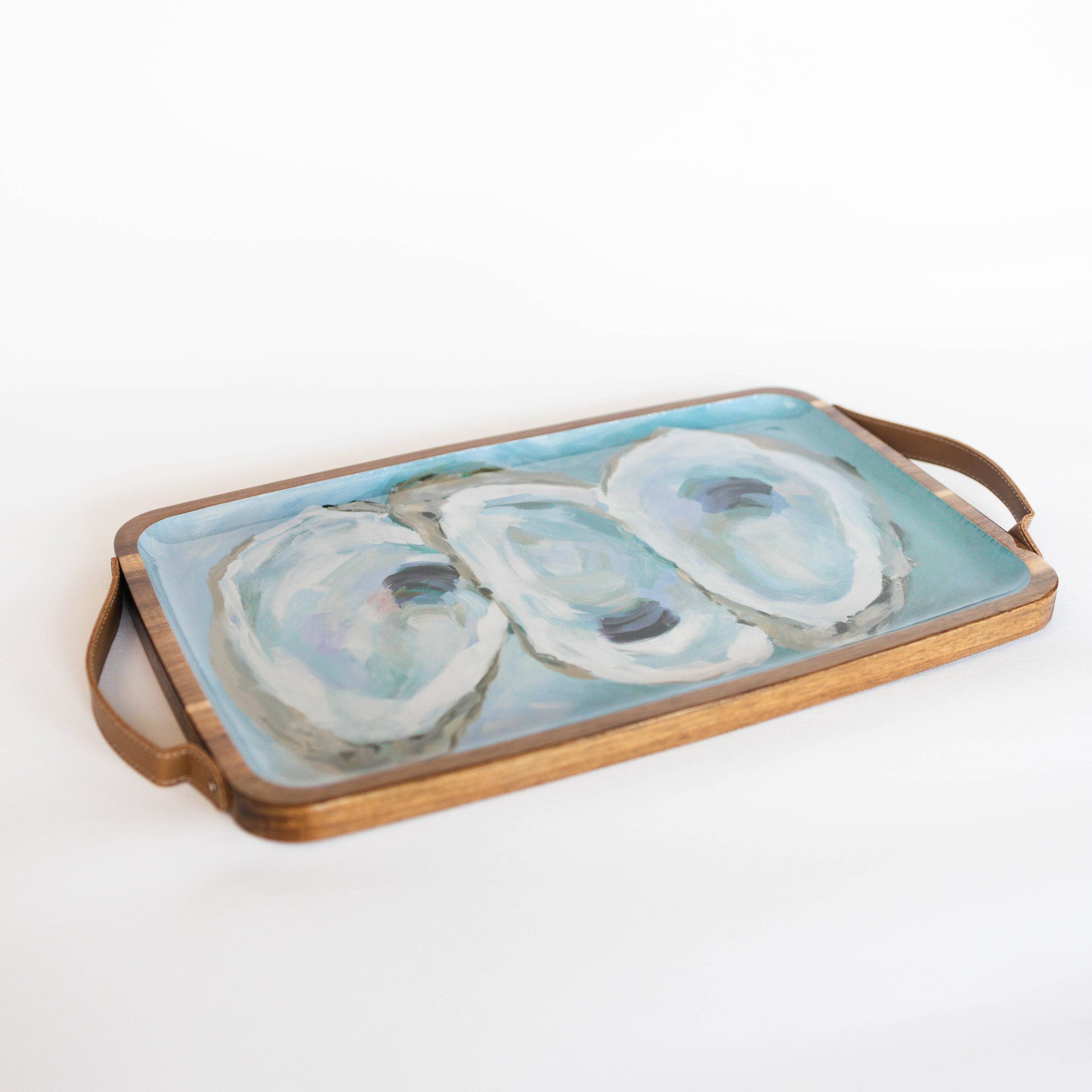 Kim Hovell Art - Wooden Serving Tray (Rectangle) - Coastal Oysters