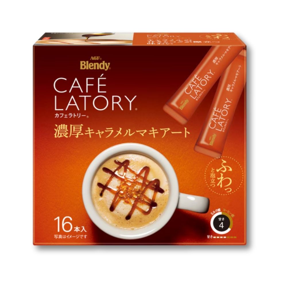 AGF Blendy Cafe Latory Stick Rich Caramel Macchiato (Instant coffee) 16 Pieces