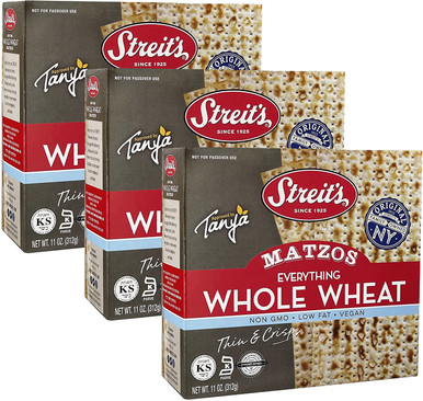 Streit's Whole Wheat Everything Matzos, 11 Ounce (Pack of 3)