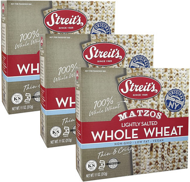 Streit's Whole Wheat Lightly Salted Matzos, 11 Ounce (Pack of 3)