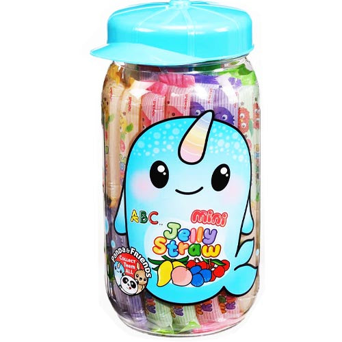 ABC - Mini Jelly Straws in Plastic Jar - Narwhal - 800 G