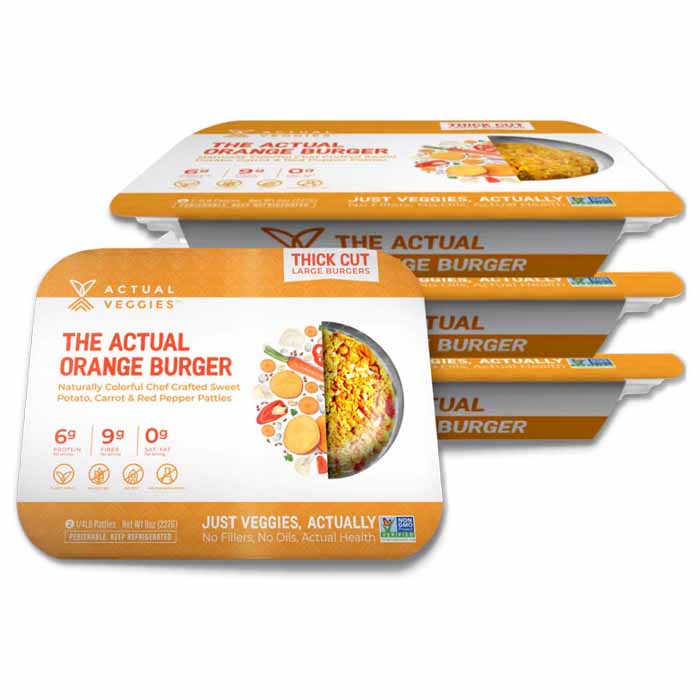 Actual Veggies - Burger, 8oz | Multiple Flavors | Pack of 6