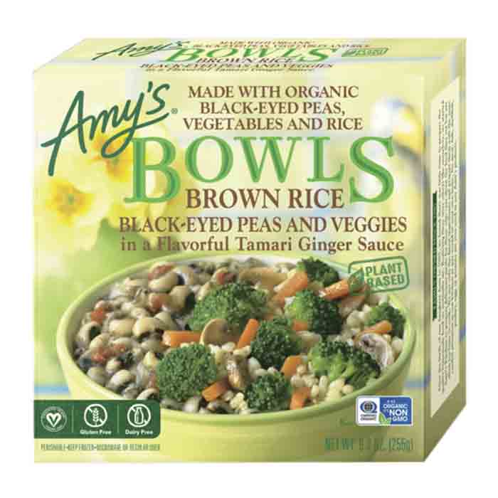 Amys - Bowl Brown Rice and Black-Eyed Peas, 9oz | Pack of 12