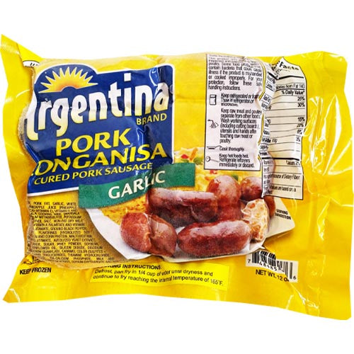 Argentina Brand - Pork Longanisa (Cured Pork Sausage) - Garlic - 12 OZ