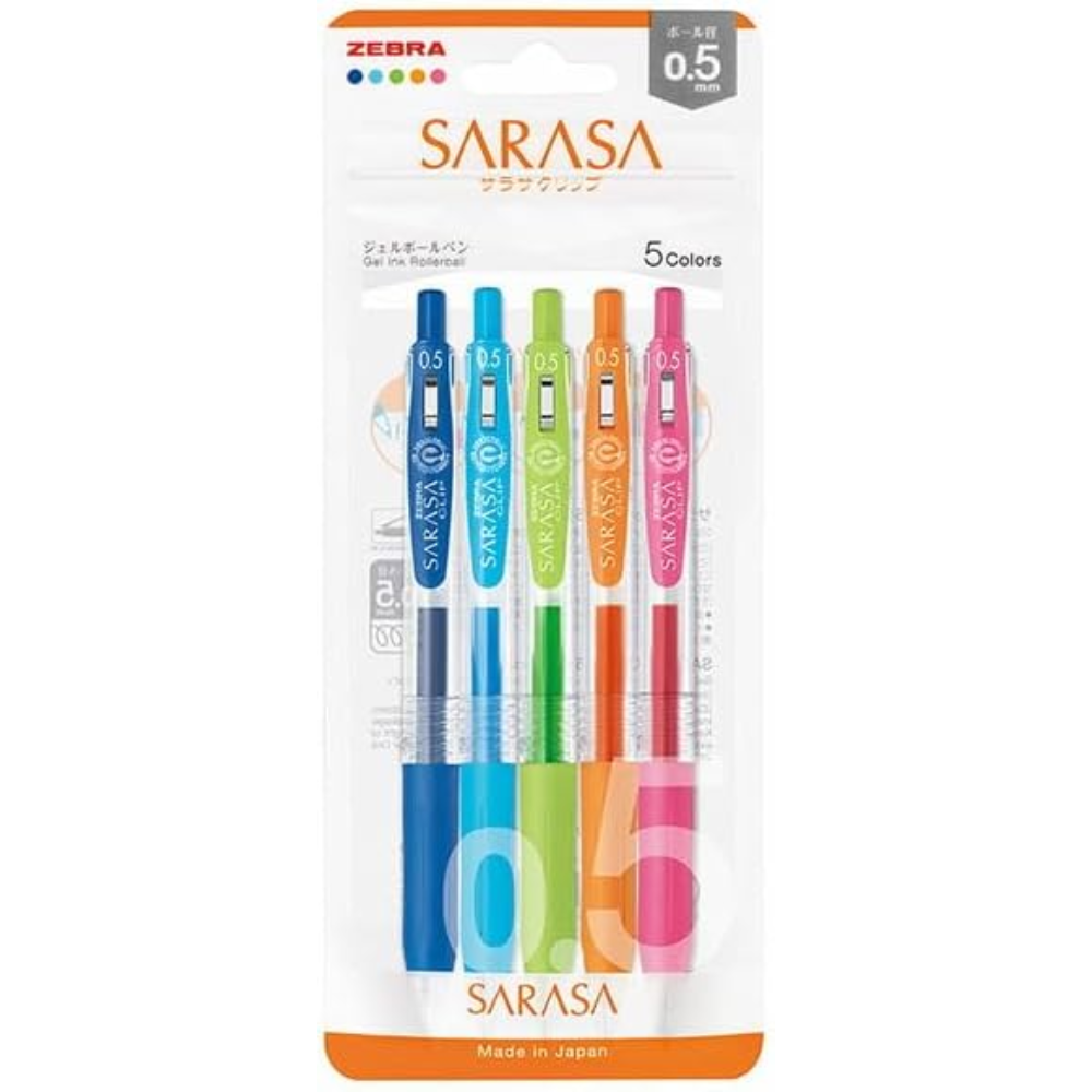 Zebra Sarasa Clip 0.5mm Gel Pens 5 Color Set – Made in JAPAN - Tokyo Sakura Mall