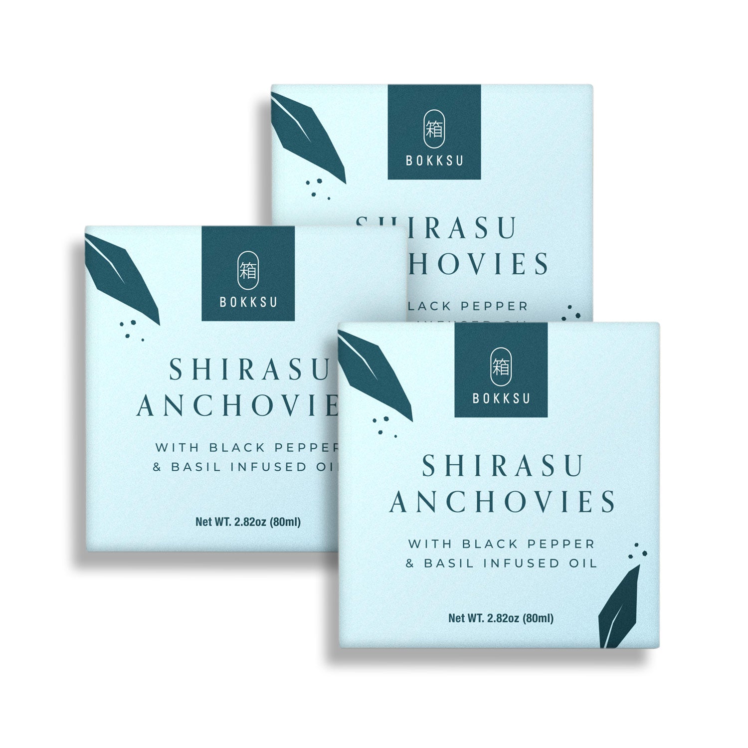 Bokksu Tinned Shirasu Anchovies with Black Pepper and Basil-Infused Oil (3-Pack)