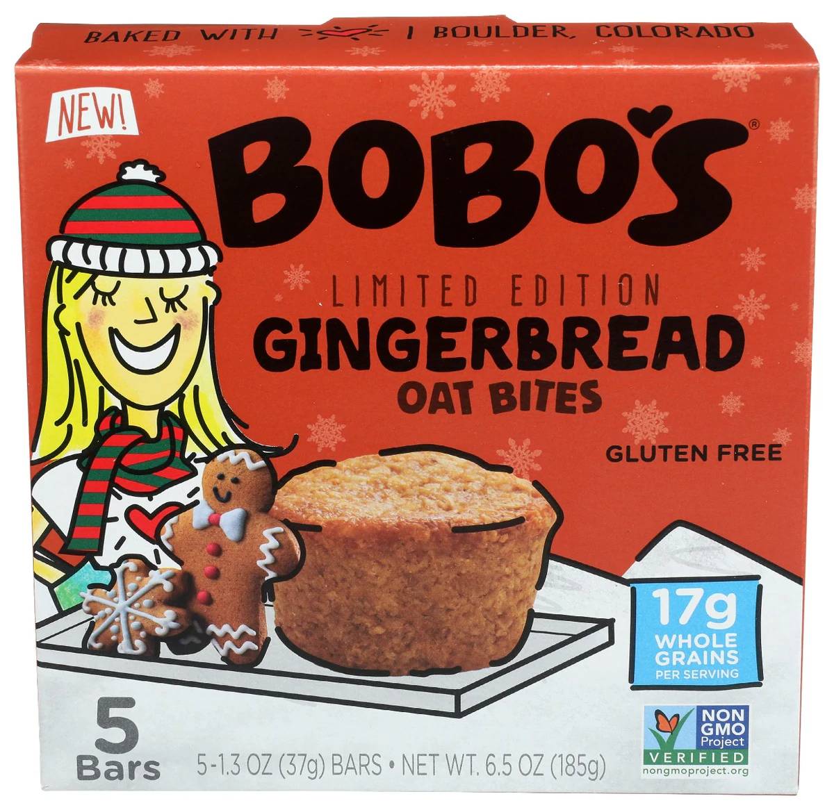 BOBOS OAT BARS Gingerbread Oat Bites 5 Ct, 6.5 oz | Pack of 6