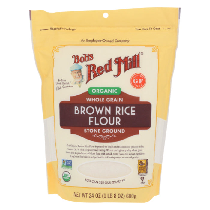 Bob's Red Mill - Flour, Rice, Brown, Organic, 24 Oz | Pack of 4