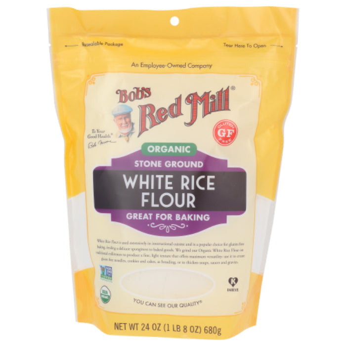Bob's Red Mill - Flour, Rice, White, Organic, 24 Oz | Pack of 4