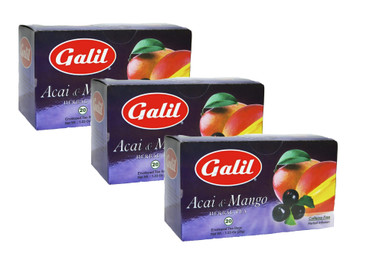 Galil Acai & Mango Flavored Tea 20 Tea Bags Count (pack of 3)