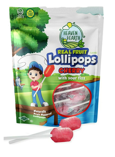 Heaven & Earth Cherry Fruit Flavored Lollipops, 8.8 oz
