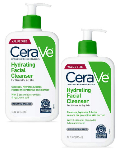 CeraVe Hydrating Facial Cleanser, 16 oz (Pack of 2)