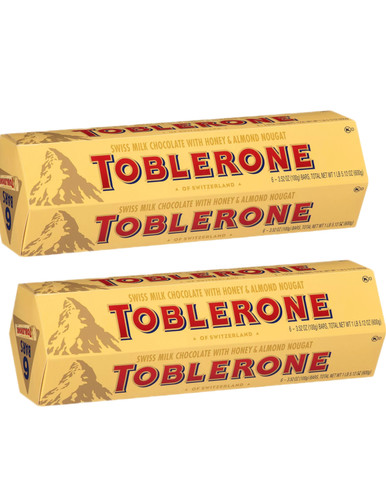 Toblerone Swiss Milk Chocolate Bar, 3.52 oz, 6 Count (Pack of 2)