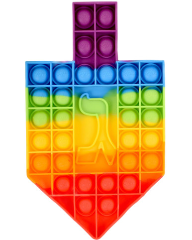 Rainbow Dreidel Pop Fidget Toy, Hanukkah Stress Relief Sensory Push Pop Bubble Game, Multi-Color Silicone, Holiday Party Favor