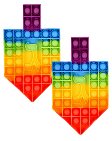 Hanukkah Poppit Dreidel Colorful Pop Fidget Toy Chanukah Party Popper Hanukah Gift (Pack of 2)