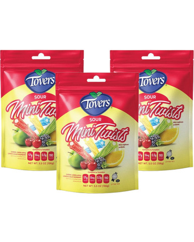 Tovers Sour Mini Twists, 5.5 oz (Pack of 3)
