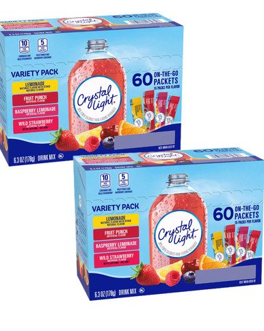 Crystal Light Drink Mix Variety Pack, 60 Count (Pack of 2)