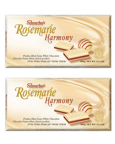 Schmerling's Rosemarie Harmony Swiss White Chocolate Bar, Praline Filled, 3.5 oz (Pack of 2)