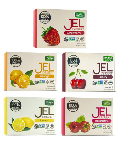 Bakol Natural Vegan Jel Dessert Variety Pack, Fruit Flavors, 3 oz (Pack of 5)