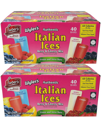 Wyler's Italian Ice Berry and Cherry Mix Freezer Bars, 40 Count (Pack of 2)