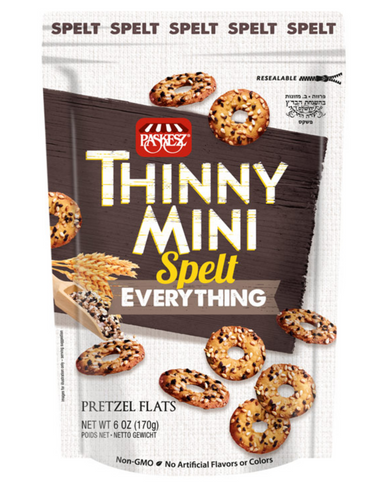 Paskesz Mini Spelt Pretzels, Everything, 6 oz