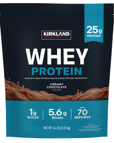 Kirkland Whey Protein Powder, Creamy Chocolate, 25g Protein, 5.4 lbs