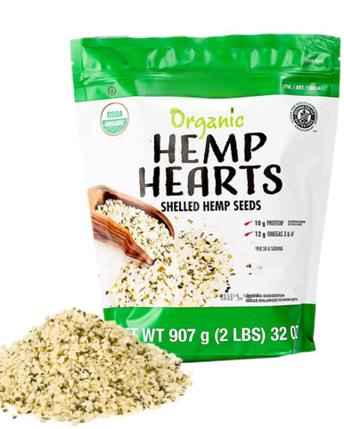 Kirkland Organic Hemp Hearts, Shelled Hemp Seeds, 2 lbs, High in Protein and Omega-3