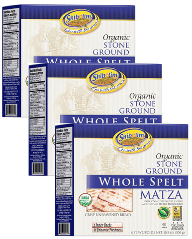 Shibolim Spelt Matza Crackers, Organic Whole Spelt, 10.5 oz (Pack of 3)