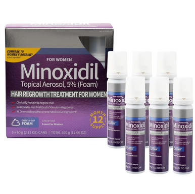 Kirkland Minoxidil for Women 5% Foam Hair Regrowth Treatment, 6 Count, 12 Month Supply