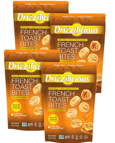 Drizzilicious French Toast Mini Rice Cake Bites, (Pack of 4)