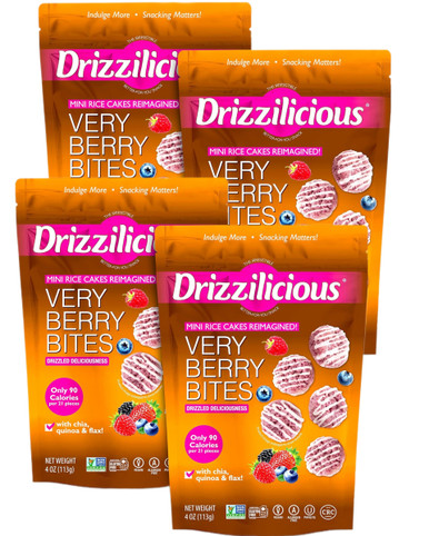 Drizzilicious Very Berry Mini Rice Cake Bites, (Pack of 4)