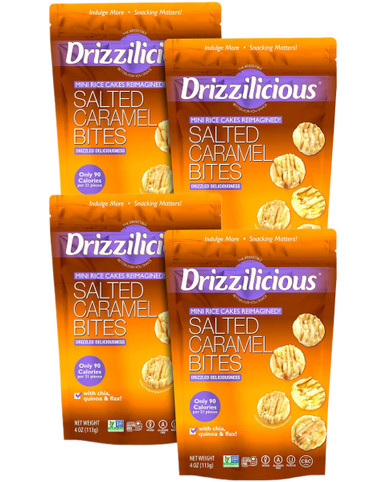 Drizzilicious Salted Caramel Mini Rice Cake Bites, (Pack of 4)
