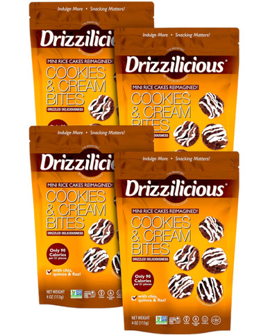 Drizzilicious Cookies and Cream Mini Rice Cake Bites, (Pack of 4)