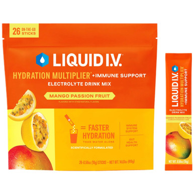 Liquid Iv Mango Passionfruit Hydration Multiplier Plus Immune Support, 26 Count