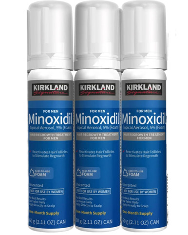 Kirkland Hair Regrowth Treatment for Men 5% Foam, 3 Count, 3 Month Supply