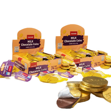 Milk Chocolate Coins, 48 Count, Gold Foil Wrapped Hanukkah Gelt, Kosher Dairy Certified, Individual Bags, Traditional Holiday Treats