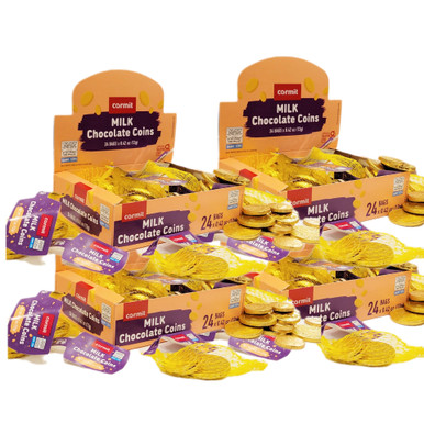 Hanukkah Gelt Milk Chocolate Coins, Bulk Chanukah Coin, 96 Bags