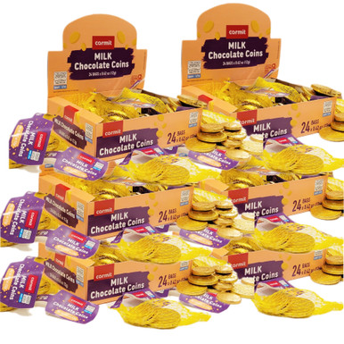 Carmit Milk Chocolate Gelt Coins, Chanukah Coin, 144 Mesh Sacks