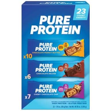 Pure Protein Bars, Variety Pack, 1.76 oz, 23 count