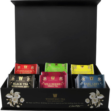 Wissotzky Tea Gift Box, 42 Assorted Black & Herbal Tea Bags, 6 Flavors