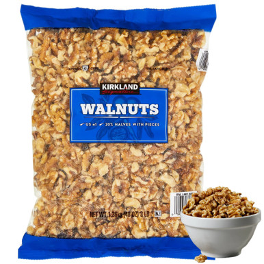 Kirkland Signature Raw Walnuts, US #1, 3 Pounds, 20% Halves with Pieces