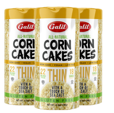 Galil Thin Corn Cakes, Sea Salt, Kosher for Passover 3.5 oz (Pack of 3)