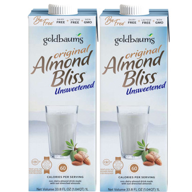 Goldbaums Passover Almond Bliss Unsweetened Almond Milk, Dairy Free, 33.8 Fl Oz (Pack of 2)